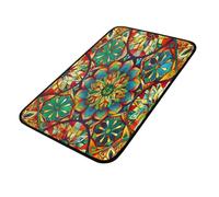 Mexpekil Felpudo antideslizante de 100 x 50 cm, diseño étnico de mandalas, flores, para la entrada y el suelo de la cocina