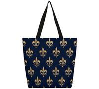 Mexpekil Fleurs-de-lis - Bolsa de lona dorada para mujeres y niñas, bolsas de compras reutilizables grandes para mujer, bolsa de hombro multiusos