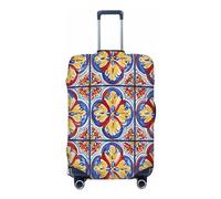 Mexpekil Funda de equipaje con diseño floral de azulejos mexicanos de Talavera para maletas de viaje de 18 a 21 pulgadas, funda protectora elástica para equipaje de viaje de vacaciones, multicolor