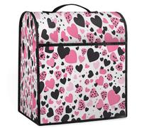 Mexpekil Funda para batidora de pie con diseño de corazones rosados y negros de 5 a 8 cuartos de galón, fundas antipolvo para electrodomésticos de cocina con asa superior y bolsillos, accesorios