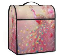 Mexpekil Funda para batidora de pie de plumas coloridas de pavo real rosa, 5-8 cuartos de galón, cubiertas antipolvo para electrodomésticos de cocina con asa superior y bolsillos, accesorios