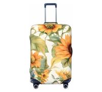 Mexpekil Funda para equipaje a prueba de polvo, acuarela, girasoles amarillos, granja, floral, elástica, lavable, elástica, funda para maleta de viaje, para equipaje de 18 a 32 pulgadas, Black, XL