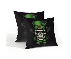 Mexpekil Fundas de cojín para exteriores, 40 x 40 cm, 2 unidades, impermeables, suaves, con diseño de calavera con sombrero, fundas de almohada decorativas para sofá, jardín, patio, decoración del