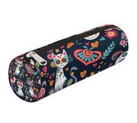 Mexpekil Funny Day of The Dead Sugar Skull Cats - Estuche organizador para niñas y niños, bolsa de papelería, pequeña bolsa de suministros escolares para estudiantes y oficina