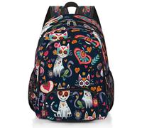 Mexpekil Funny Day Of The Dead Sugar Skull Cats - Mochila escolar grande para niñas, niños, mochila impermeable para laptop, para mujeres y hombres, ligera, para senderismo, viajes, 17 pulgadas
