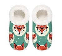 Mexpekil Funny Fox Animal Head - Pantuflas peludas para mujer, antideslizantes, para mujeres, hombres y mujeres, Funny Fox Animal Head, Medium ancho