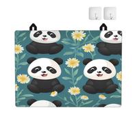 Mexpekil Funny Panda Flower - Cubierta superior para estufa eléctrica | Resistente al calor, antideslizante, cubierta de cocina con 2 ganchos, almohadilla de vidrio para estufa de gas