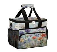 Mexpekil Garden Scene - Lonchera térmica reutilizable con diseño de abejas y flores silvestres para mujeres, hombres y adultos, lonchera térmica grande reutilizable para el trabajo, picnic