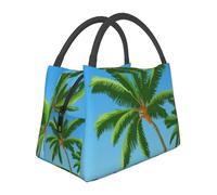 Mexpekil Green Palm Trees On The Beach - Lonchera térmica para mujer, lonchera térmica para adultos, bolsa térmica de gran capacidad, bolsa de almuerzo portátil para el trabajo