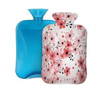 Mexpekil Japan Plum Cherry Blossom - Botella de agua caliente con funda, bolsa de agua caliente de PVC de 2 litros para aliviar el dolor, pies, espalda, calor