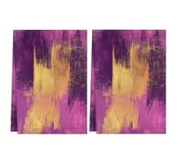 Mexpekil Juego de 2 toallas de cocina absorbentes de 45 x 72 cm, para cocina y hogar, pintura con pincel morado y amarillo, toalla de mano de secado rápido