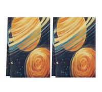 Mexpekil Juego de 2 toallas de cocina absorbentes de 45 x 72 cm, para cocina y hogar, planetas del sistema solar, toalla de mano de secado rápido