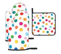 Mexpekil Juego de 3 guantes de horno resistentes al calor y soporte para ollas, guantes de cocina impermeables y almohadilla caliente para cocinar, hornear, asar a la parrilla, barbacoa