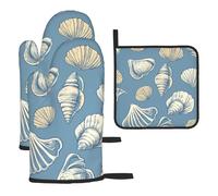 Mexpekil Juego de 3 guantes de horno resistentes al calor y soporte para ollas, guantes de cocina impermeables y almohadilla caliente para cocinar, hornear, asar a la parrilla, barbacoa