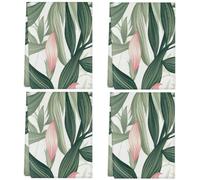 Mexpekil Juego de 4 toallas de mano absorbentes de cocina, flores y hojas rosas tropicales, paños de cocina de secado rápido, paños de cocina multiusos para cocina y hogar