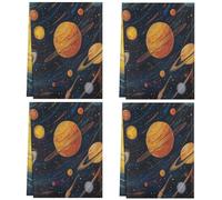 Mexpekil Juego de 4 toallas de mano absorbentes para cocina, diseño de planetas del sistema solar dibujadas a mano, paños de cocina de secado rápido, paños de cocina multiusos para cocina y hogar