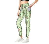 Mexpekil Leggings para mujer UK con bolsillos S-4XL, Corazón de cactus, M Slim Largo