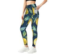Mexpekil Leggings para mujer UK con bolsillos S-4XL, Limones acuarela, L Slim Largo