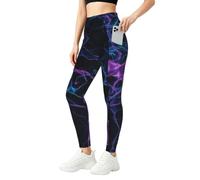 Mexpekil Leggings para mujer UK con bolsillos S-4XL, Neon_ Network Lines, M Slim Largo