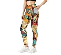 Mexpekil Leggings para mujer UK con bolsillos S-4XL, Patrones para mujeres africanas, XXL Slim Largo