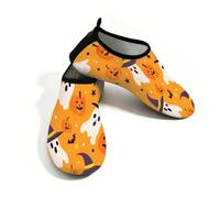 Mexpekil Lindos zapatos acuáticos de Halloween, fantasma, calabazas, murciélagos, para mujeres y hombres, de secado rápido, antideslizantes, zapatos acuáticos, Bonitos murciélagos de calabaza fantasma