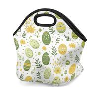 Mexpekil Lonchera de neopreno para mujeres, hombres, adultos, niños, huevos verdes y amarillos, con hojas, aislada, bolsa de picnic portátil para el trabajo, camping