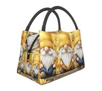 Mexpekil Lonchera térmica con diseño de gnomos de madera y girasoles amarillos para mujeres, lonchera térmica para adultos, bolsa térmica de gran capacidad, bolsa de almuerzo portátil para el trabajo