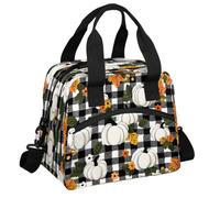 Mexpekil Lonchera térmica grande para mujeres y hombres, lonchera térmica impermeable, portátil, con correa ajustable para el hombro, 13.8 L (cuadros de hojas de calabaza)