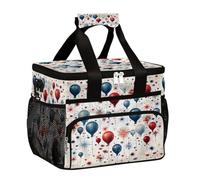 Mexpekil Lonchera térmica reutilizable con diseño de globo rojo y azul para mujeres, hombres y adultos, lonchera térmica grande reutilizable para el trabajo, picnic, actividades al aire libre