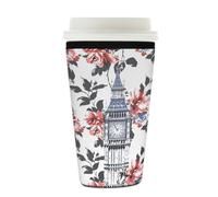 Mexpekil London Big Ben - Funda reutilizable para café helado para bebidas frías y calientes, funda de neopreno aislada para bebidas, se adapta a 623.7-680.4 g