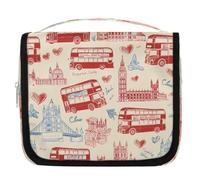 Mexpekil London Bus Big Ben City Elements Neceser para mujeres, hombres y mujeres, bolsa de viaje impermeable con gancho, organizador de cosméticos