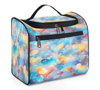 Mexpekil Magical Love - Neceser colgante con diseño de corazón para mujeres y hombres, grande, impermeable, neceser de maquillaje para viajes, multicolor, 10.2 x 6.5 x 9.2 inches, Neceser