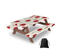 Mexpekil Mantel de mesa de picnic con fundas de banco, claveles rojos, impermeable, rectangular, elástico, ajustable, para banco de jardín, 60 x 30 pulgadas
