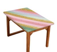 Mexpekil Mantel rectangular ajustable con diseño de rayas arcoíris y purpurina de 1,2 m