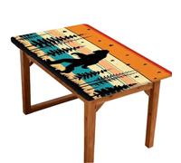 Mexpekil Mantel rectangular ajustable para mesa de 1,2 m, diseño de rayas arcoíris