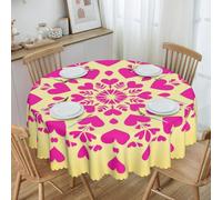 Mexpekil Mantel redondo de mandala con corazones rosados, 150 cm, impermeable, protector de mesa, decoración para interiores y exteriores