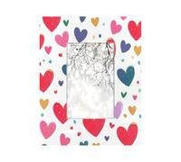 Mexpekil Marcos coloridos de corazón de San Valentín de 6 x 4 pulgadas para colgar en la pared y mesa, marco de fotos de madera de 10 x 15 cm, marcos de fotos de madera para decoración del hogar