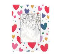 Mexpekil Marcos de fotos coloridos con corazón de San Valentín de 7 x 5 pulgadas para colgar en la pared y mesa, marco de fotos de madera de 13 x 18 cm, marcos de fotos de madera para decoración del