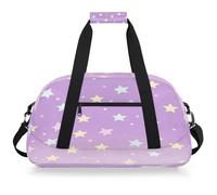 Mexpekil Mexpekil - Bolsa de viaje para gimnasio para niñas y niños, bolsa de mano impermeable para deportes, baile, escuela, Estrellas moradas neón