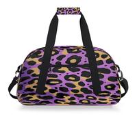 Mexpekil Mexpekil - Bolsa de viaje para gimnasio para niñas y niños, bolsa de mano impermeable para deportes, baile, escuela, Piel de leopardo morado y amarillo