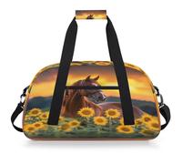 Mexpekil Mexpekil - Bolsa de viaje para gimnasio para niñas y niños, bolsa de mano impermeable para deportes, baile, escuela, Caballo marrón girasol
