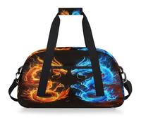 Mexpekil Mexpekil - Bolsa de viaje para gimnasio para niñas y niños, bolsa de mano impermeable para deportes, baile, escuela, Dragones Azul Amarillo