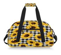 Mexpekil Mexpekil - Bolsa de viaje para gimnasio para niñas y niños, bolsa de mano impermeable para deportes, baile, escuela, Girasoles florales a cuadros