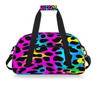 Mexpekil Mexpekil - Bolsa de viaje para gimnasio para niñas y niños, bolsa de mano impermeable para deportes, baile, escuela, Estampado de leopardo arcoíris