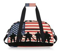 Mexpekil Mexpekil - Bolsa de viaje para gimnasio para niñas y niños, bolsa de mano impermeable para deportes, baile, escuela, Soldados de la bandera estadounidense