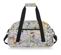 Mexpekil Mexpekil - Bolsa de viaje para gimnasio para niñas y niños, bolsa de mano impermeable para deportes, baile, escuela, Flores silvestres, abejas mariposas