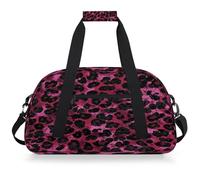 Mexpekil Mexpekil - Bolsa de viaje para gimnasio para niñas y niños, bolsa de mano impermeable para deportes, baile, escuela, Estampado de leopardo rosa oscuro