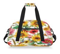 Mexpekil Mexpekil - Bolsa de viaje para gimnasio para niñas y niños, bolsa de mano impermeable para deportes, baile, escuela, Girasol rojo floral