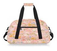 Mexpekil Mexpekil - Bolsa de viaje para gimnasio para niñas y niños, bolsa de mano impermeable para deportes, baile, escuela, Flores amarillas y rosadas