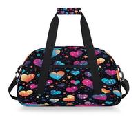 Mexpekil Mexpekil - Bolsa de viaje para gimnasio para niñas y niños, bolsa de mano impermeable para deportes, baile, escuela, Corazones de estrellas de neón